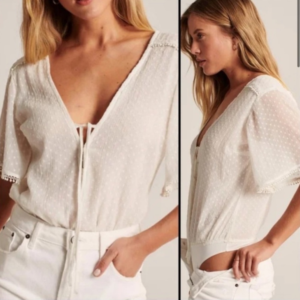 NWT Abercrombie Short-Sleeve Chiffon Bodysuit